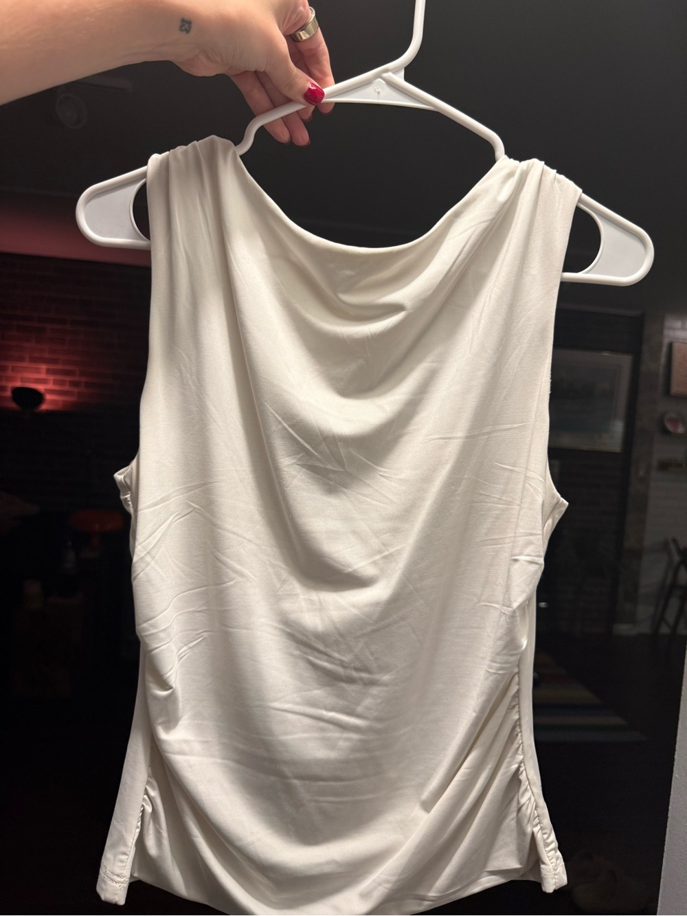 Princess Polly White Drape Neck Tank